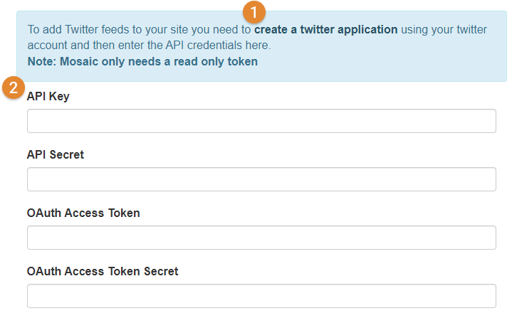 Twitter API settings twitter api settings
